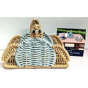Nautica Home Resin Wicker Napkin Holder Sea Turtle Serve Ware 6 x 4 x 3-in Gift